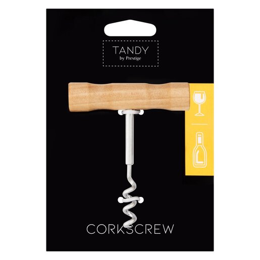 TANDY WOODEN HANDLE CORKSCREW PRESTIGE QUALITY HOUSE