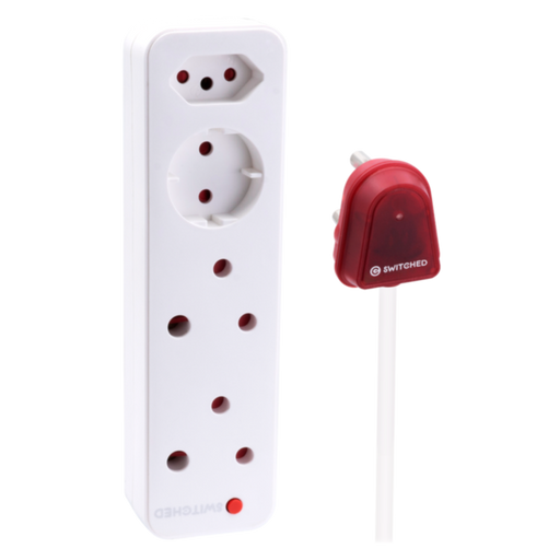 SWITCHED 4 WAY HIGH SURGE 5M MULTIPLUG WHITE SWIT