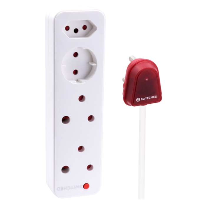 SWITCHED 4 WAY HIGH SURGE 5M MULTIPLUG WHITE SWIT