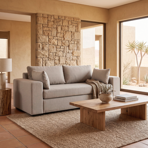 ZUVA 2 DIV COUCH - WOVEN MOCHA FABRIC ZORO