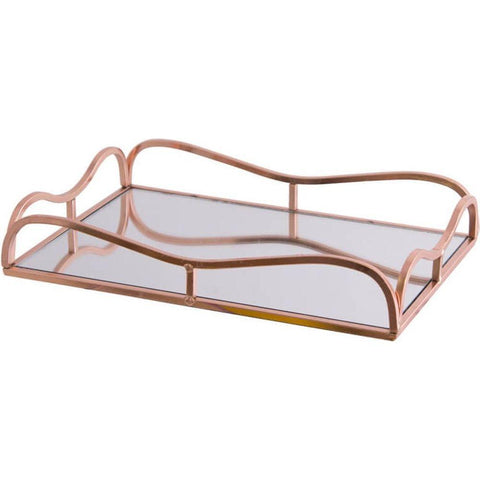 RECT R/GOLD HANDLED TRAY 31X20CM