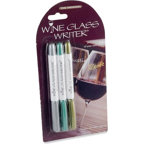 WINE GLASS WRITER SET - METALLIC